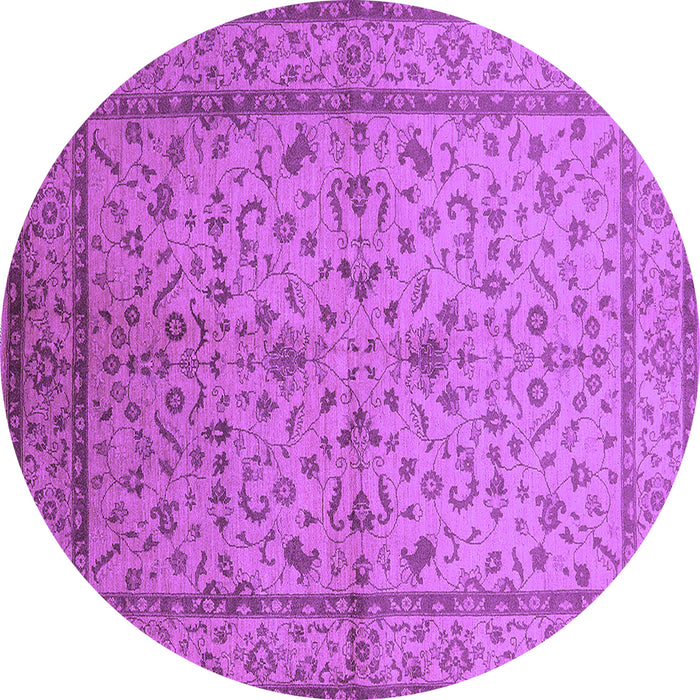 Round Machine Washable Oriental Purple Traditional Area Rugs, wshurb889pur