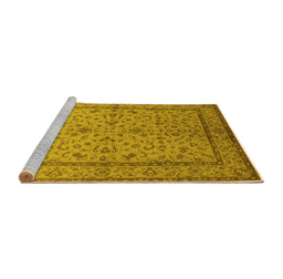 Sideview of Machine Washable Oriental Yellow Traditional Rug, wshurb889yw