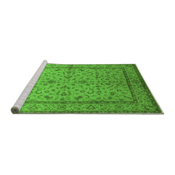 Sideview of Machine Washable Oriental Green Traditional Area Rugs, wshurb889grn