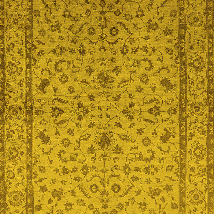 Machine Washable Oriental Yellow Traditional Rug, wshurb889yw