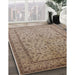 Mid-Century Modern Brown Oriental Rug in Family Room, urb889