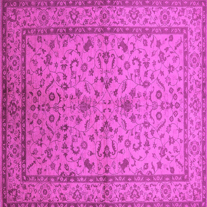 Square Machine Washable Oriental Pink Traditional Rug, wshurb889pnk