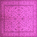 Square Machine Washable Oriental Pink Traditional Rug, wshurb889pnk