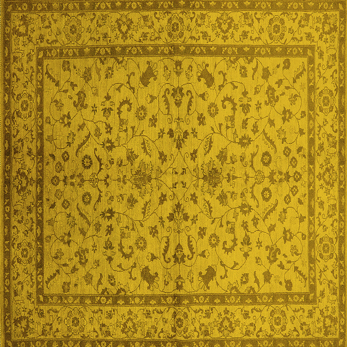 Square Machine Washable Oriental Yellow Traditional Rug, wshurb889yw