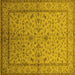 Square Machine Washable Oriental Yellow Traditional Rug, wshurb889yw