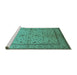 Sideview of Machine Washable Oriental Turquoise Traditional Area Rugs, wshurb889turq