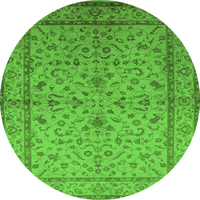 Round Oriental Green Traditional Rug, urb889grn