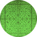 Round Oriental Green Traditional Rug, urb889grn
