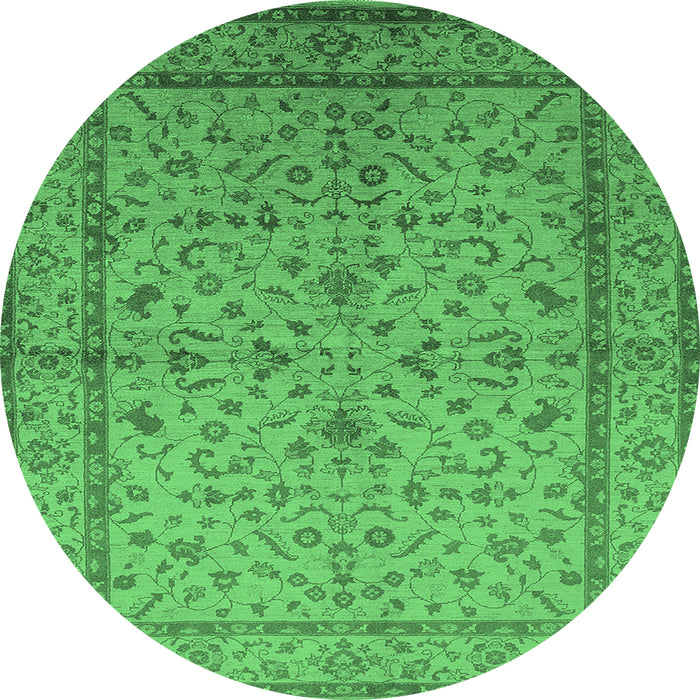 Round Oriental Emerald Green Traditional Rug, urb889emgrn