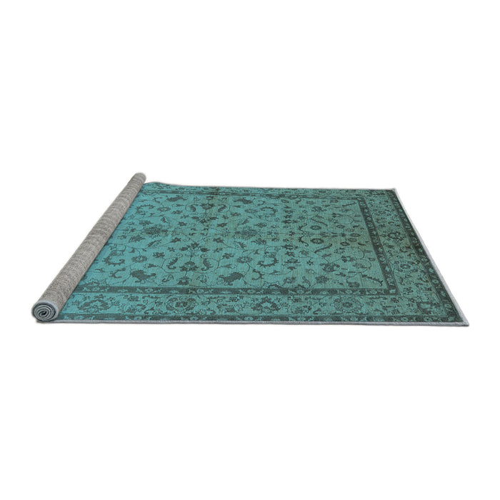 Sideview of Machine Washable Oriental Light Blue Traditional Rug, wshurb889lblu