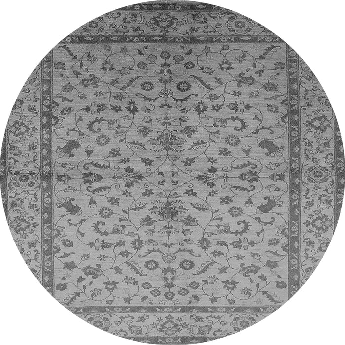Round Machine Washable Oriental Gray Traditional Rug, wshurb889gry