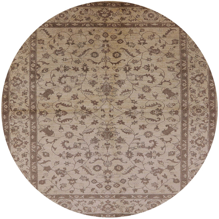 Round Mid-Century Modern Brown Oriental Rug, urb889