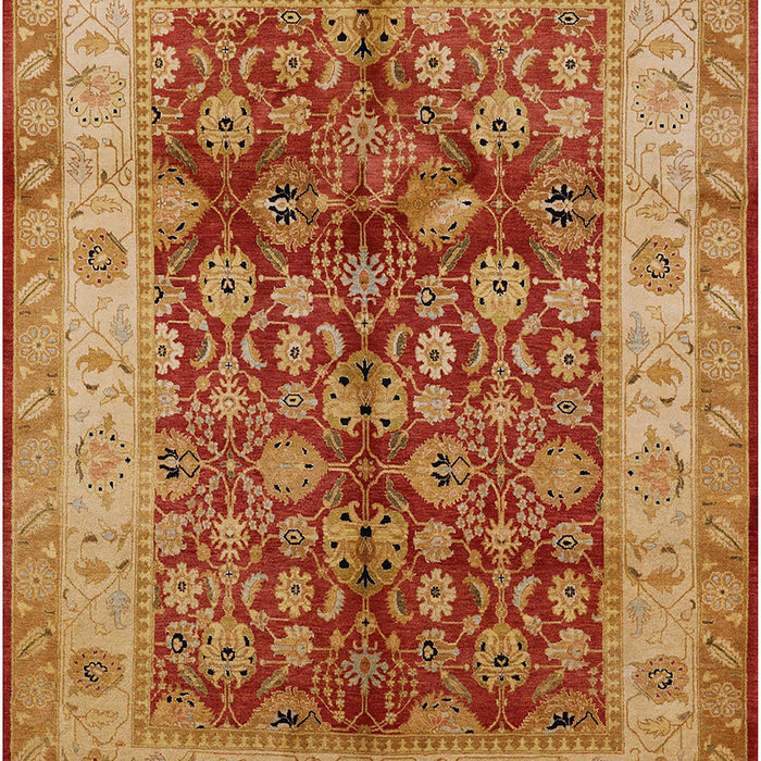 Mid-Century Modern Orange Oriental Rug, urb890