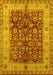 Machine Washable Oriental Yellow Traditional Rug, wshurb890yw