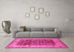 Machine Washable Oriental Pink Traditional Rug in a Living Room, wshurb890pnk