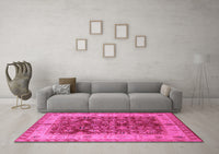 Machine Washable Oriental Pink Traditional Rug, wshurb890pnk