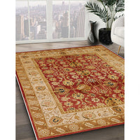 Mid-Century Modern Orange Oriental Rug, urb890