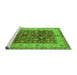 Sideview of Machine Washable Oriental Green Traditional Area Rugs, wshurb890grn