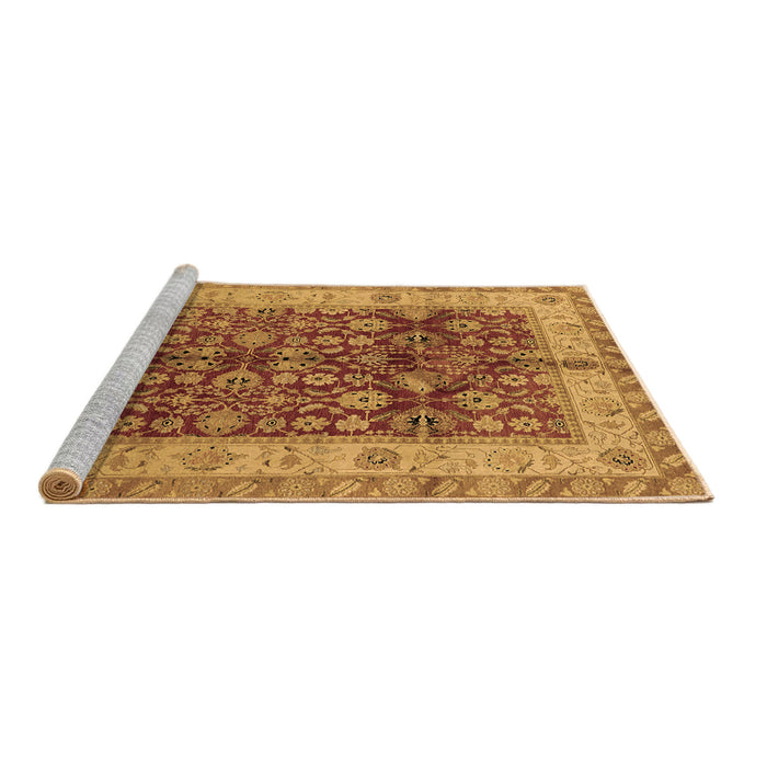 Sideview of Machine Washable Oriental Brown Traditional Rug, wshurb890brn