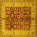 Square Machine Washable Oriental Yellow Traditional Rug, wshurb890yw