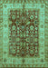 Machine Washable Oriental Turquoise Traditional Area Rugs, wshurb890turq