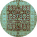 Round Oriental Light Blue Traditional Rug, urb890lblu