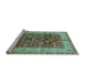 Sideview of Machine Washable Oriental Light Blue Traditional Rug, wshurb890lblu