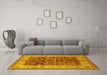 Machine Washable Oriental Yellow Traditional Rug in a Living Room, wshurb890yw