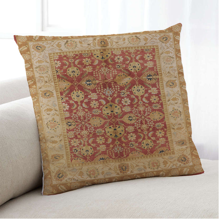 Lifestyle Image of Mid-Century Modern Urban Square Orange Throw Pillow, 18 inch by 18 inch, pwurb890