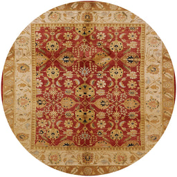 Round Machine Washable Industrial Modern Orange Rug, wshurb890