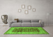 Machine Washable Oriental Green Traditional Area Rugs in a Living Room,, wshurb890grn