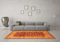 Machine Washable Oriental Orange Traditional Rug, wshurb890org