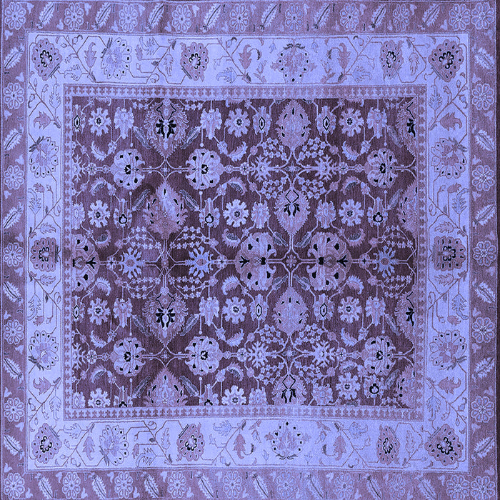 Square Machine Washable Oriental Blue Traditional Rug, wshurb890blu