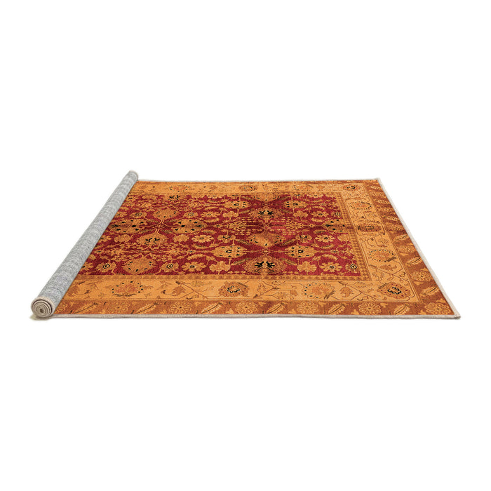 Sideview of Machine Washable Oriental Orange Traditional Area Rugs, wshurb890org