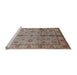 Sideview of Machine Washable Industrial Modern Khaki Rose Pink Rug, wshurb891