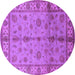 Round Machine Washable Oriental Purple Traditional Area Rugs, wshurb891pur