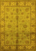 Machine Washable Oriental Yellow Traditional Rug, wshurb891yw