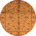 Round Oriental Orange Traditional Rug, urb891org