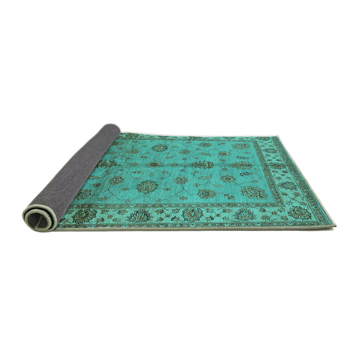 Sideview of Oriental Turquoise Traditional Rug, urb891turq
