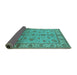 Sideview of Oriental Turquoise Traditional Rug, urb891turq