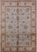 Mid-Century Modern Khaki Rose Pink Oriental Rug, urb891