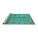 Sideview of Machine Washable Oriental Turquoise Traditional Area Rugs, wshurb891turq