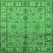 Square Machine Washable Oriental Emerald Green Traditional Area Rugs, wshurb891emgrn
