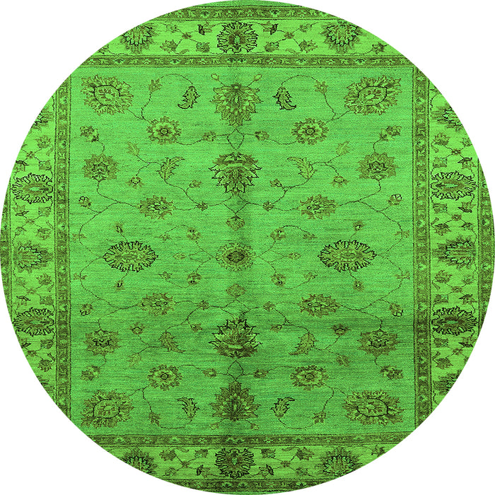 Round Oriental Green Traditional Rug, urb891grn