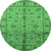 Round Oriental Emerald Green Traditional Rug, urb891emgrn