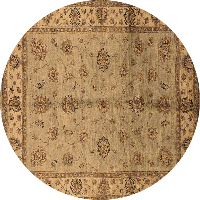 Round Oriental Brown Traditional Rug, urb891brn
