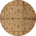 Round Oriental Brown Traditional Rug, urb891brn