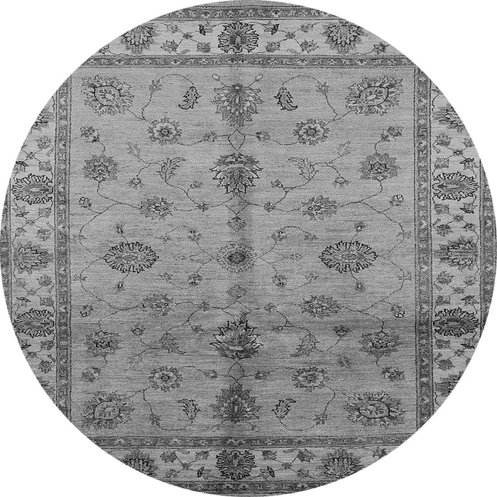 Round Machine Washable Oriental Gray Traditional Rug, wshurb891gry