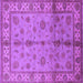 Square Machine Washable Oriental Purple Traditional Area Rugs, wshurb891pur