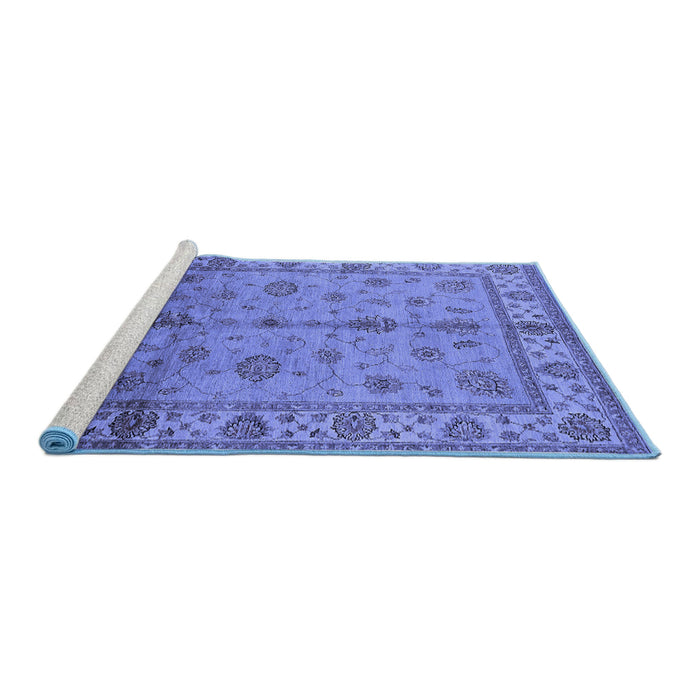 Sideview of Machine Washable Oriental Blue Traditional Rug, wshurb891blu